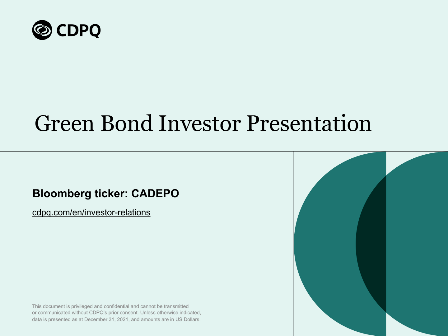 Green Bonds Investor Presentation.