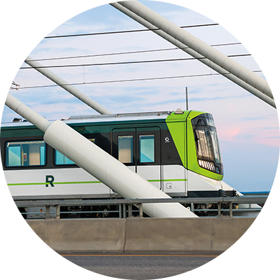 Photo of the REM crossing a bridge