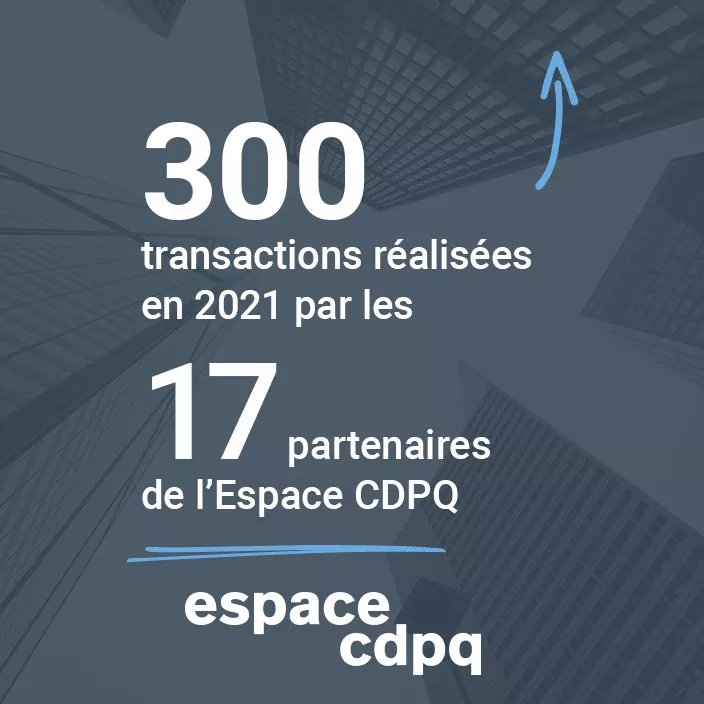 300 transactions réalisées en 2021 par les 17 partenaires de l'Espace CDPQ.