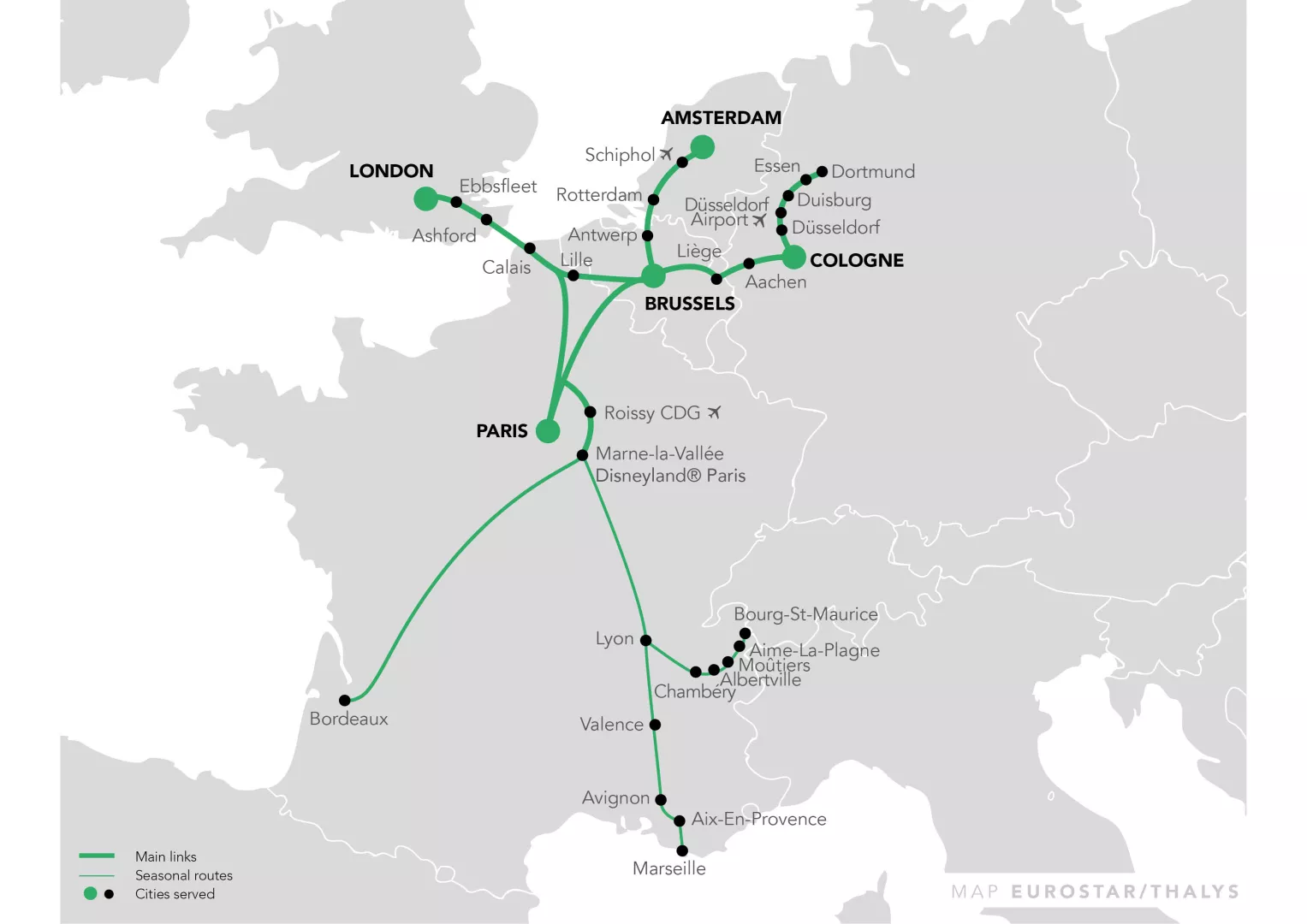 COMBINED EUROSTAR AND THALYS NETWORK