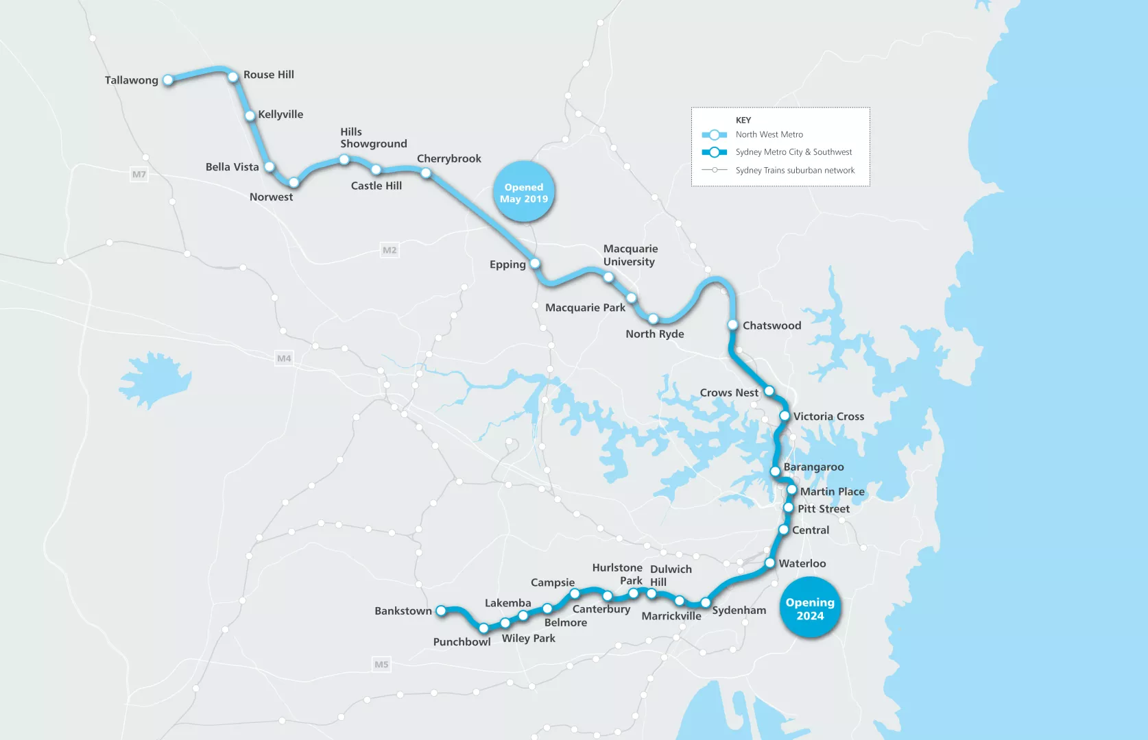 Sydney Metro Map.