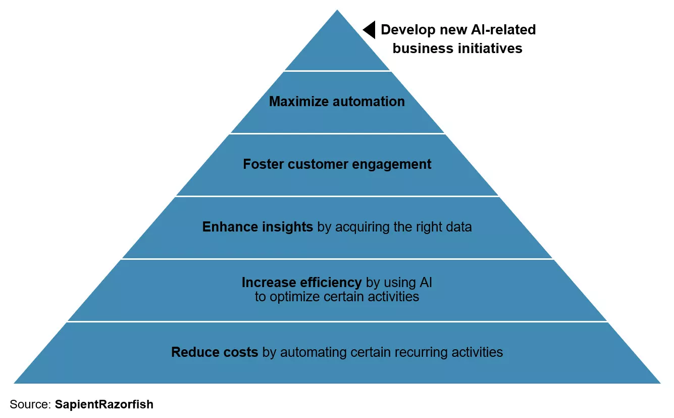 Image of a pyramid with the six levels of implantation of the AI.