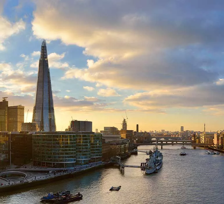 Aerial view of the city of London