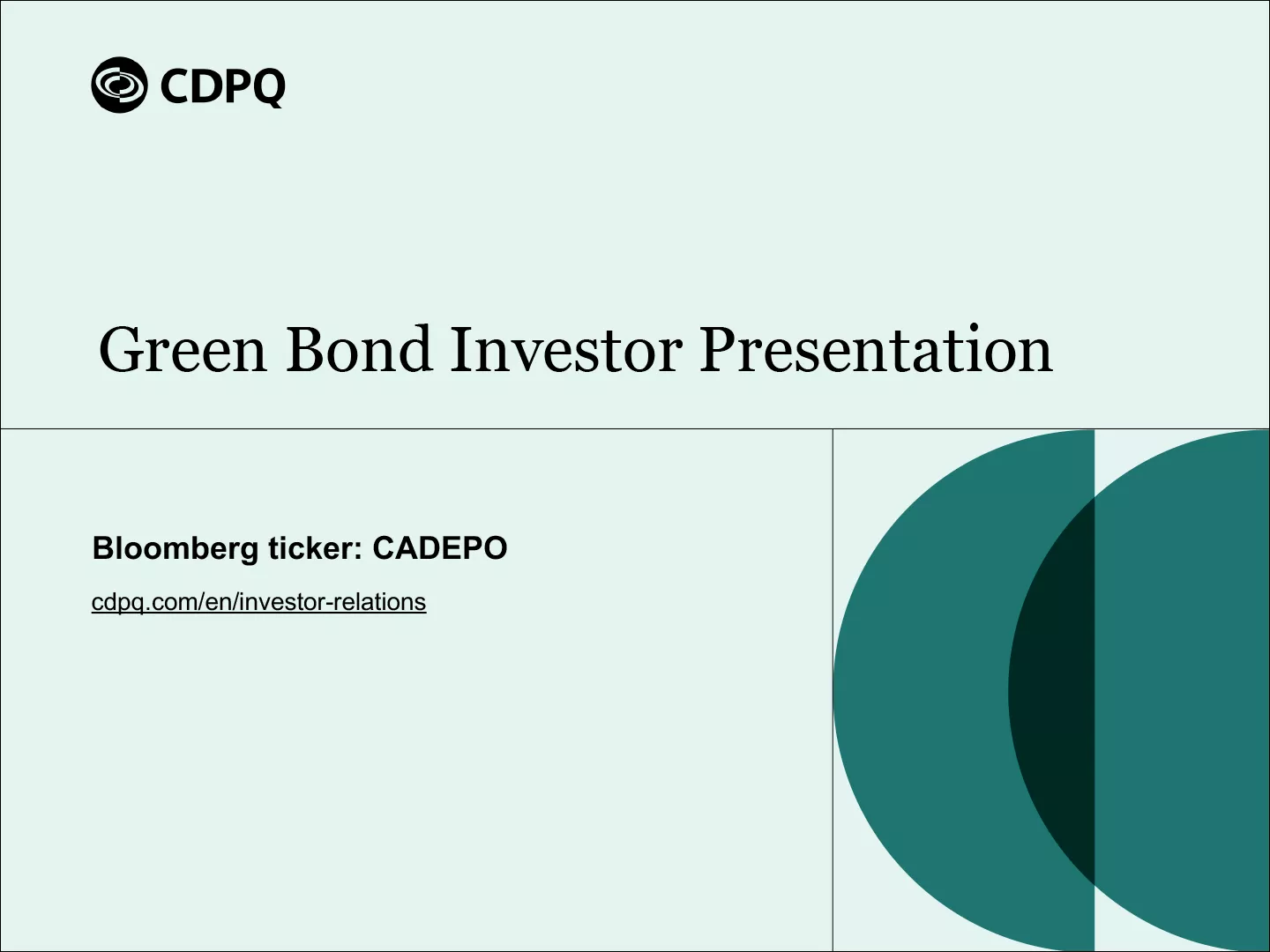 Green Bonds Investor Presentation.