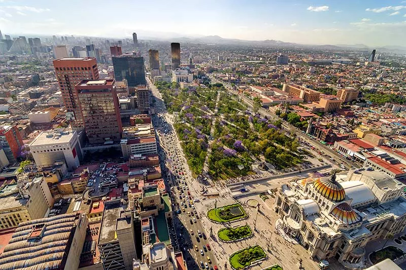 Vue aérienne de la ville de Mexico